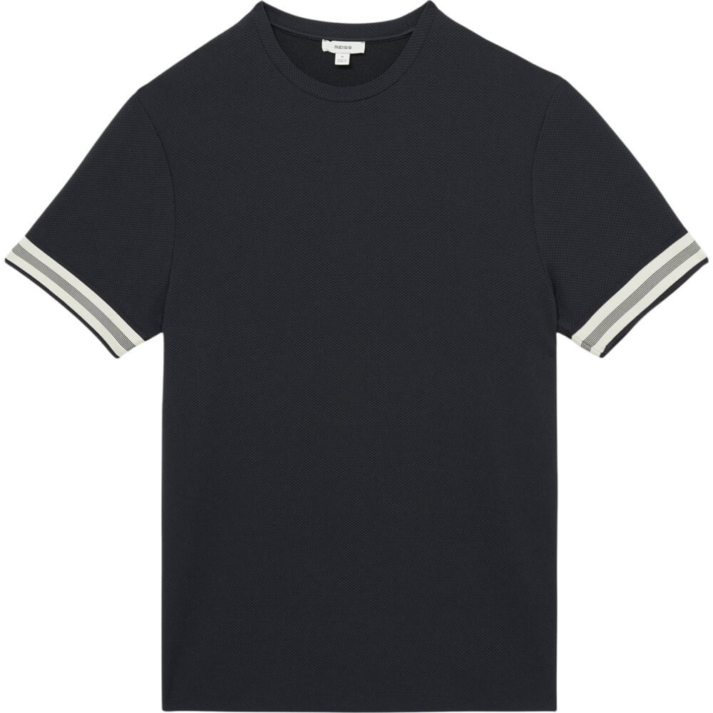 REISS EMMERSON Tape Cuff Textured T Shirt